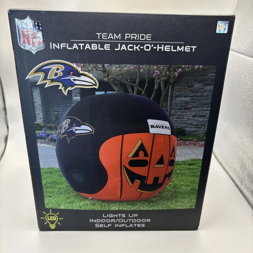 NFL Baltimore Ravens 4 Ft Inflatable Jack-O'-Helmet Halloween Outdoor Decor NEW